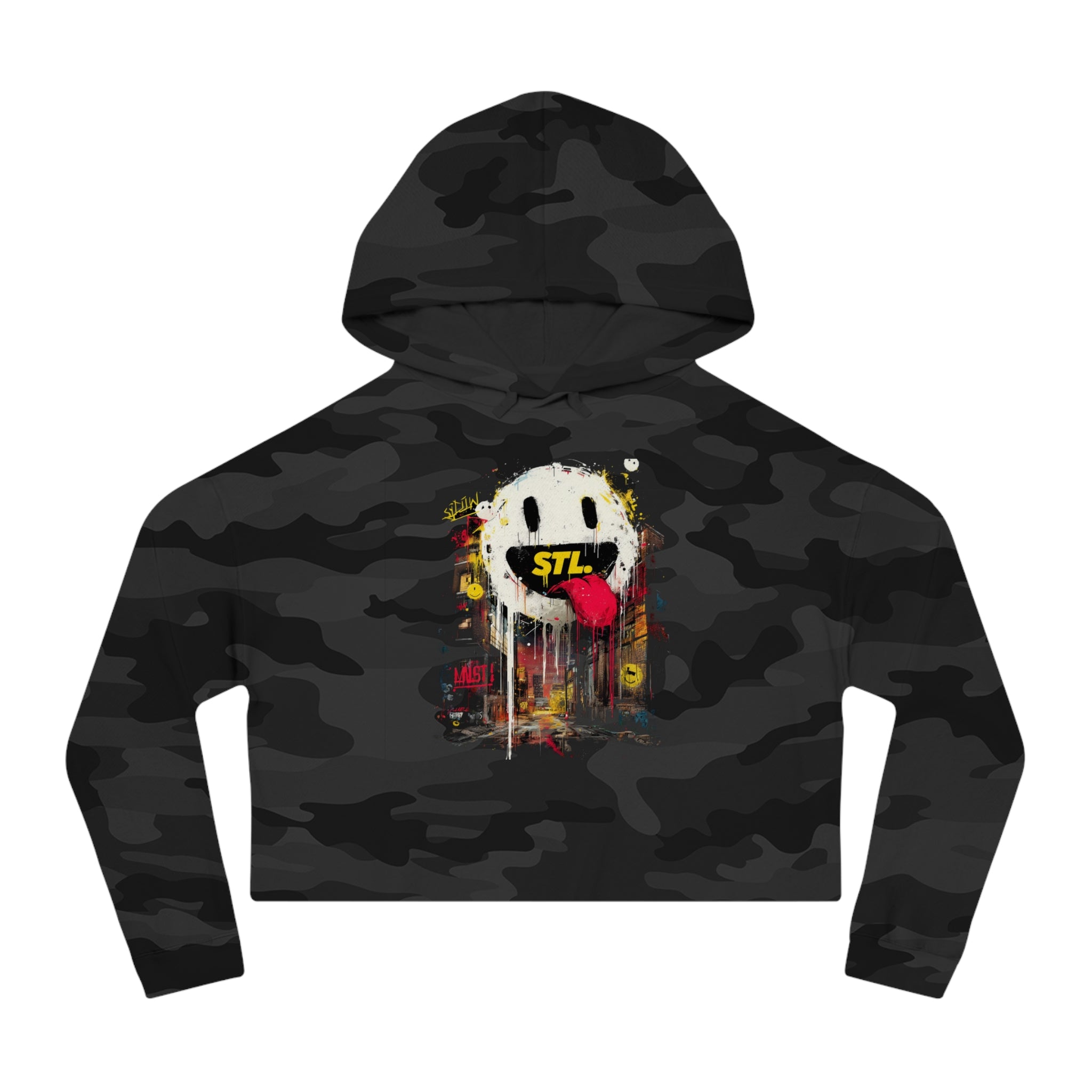 South City Degenerates Cropped Hoodie — St. Louis Neighborhood Pride | White Smile