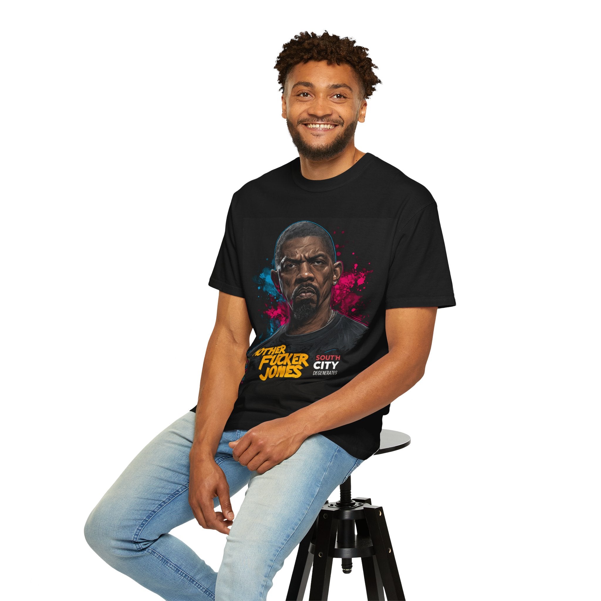 Graphic T-Shirt — 'Mother F***** Jones' Bold Portrait Tee